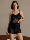 SilkSilky-AU Pure Silk V Neck Camisole Set Black 006