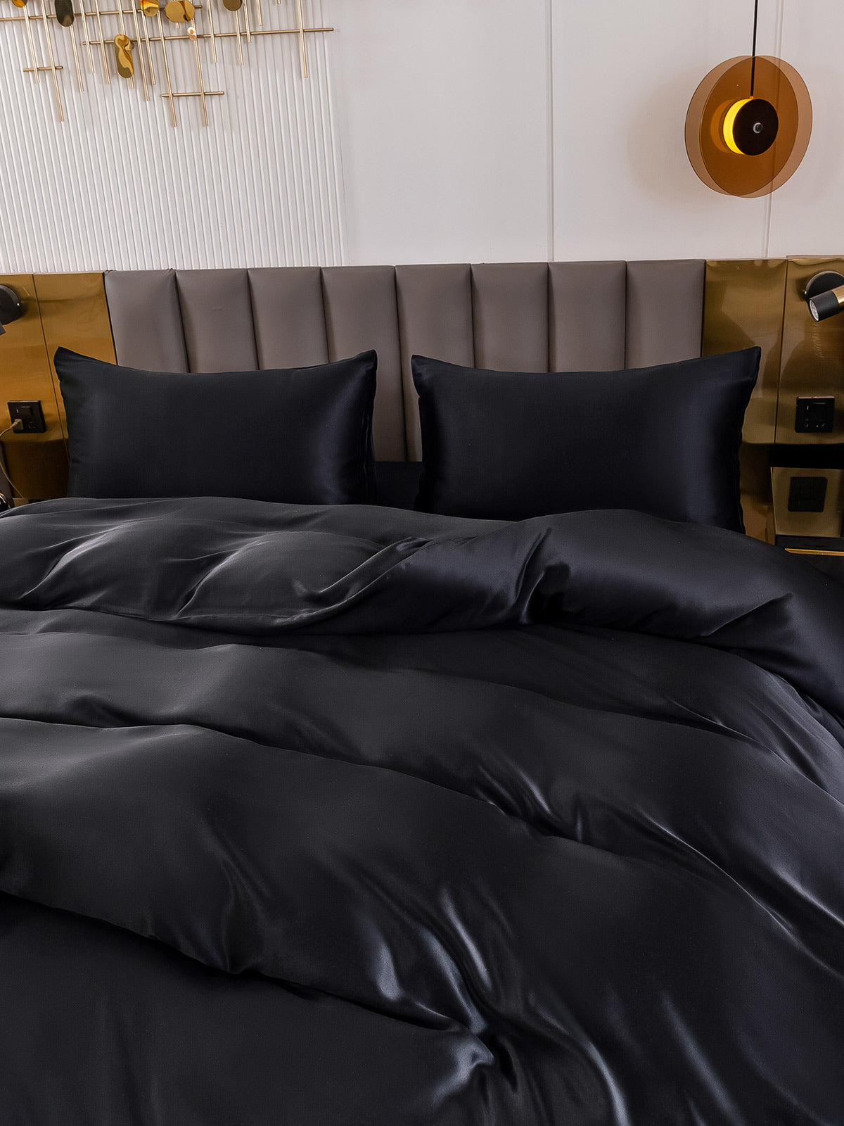 SilkSilky AU 19Momme Pure Silk Bedding Set Black 005