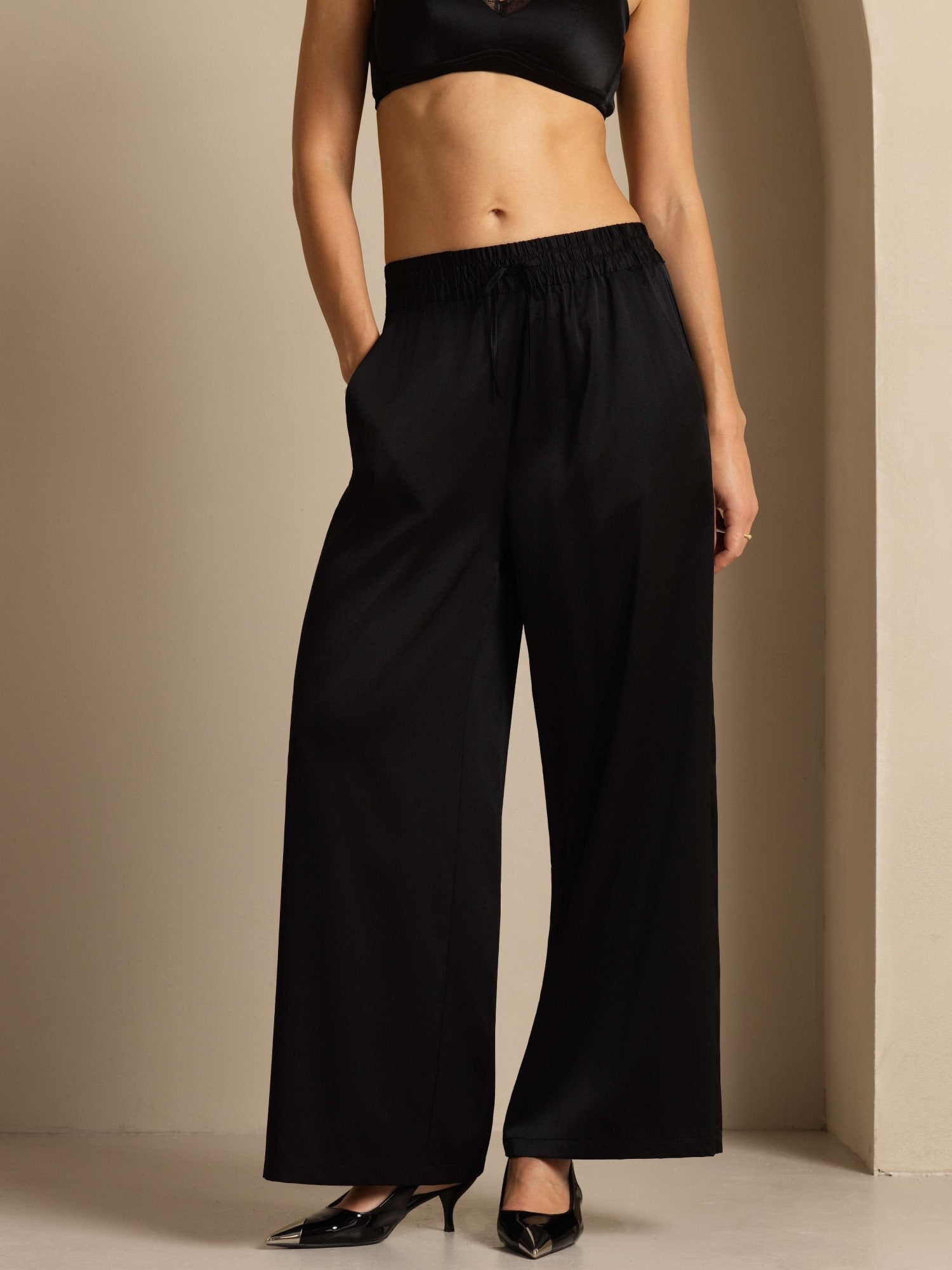 [Black] SilkSilky-AU 19Momme Silk Womens Pants 003