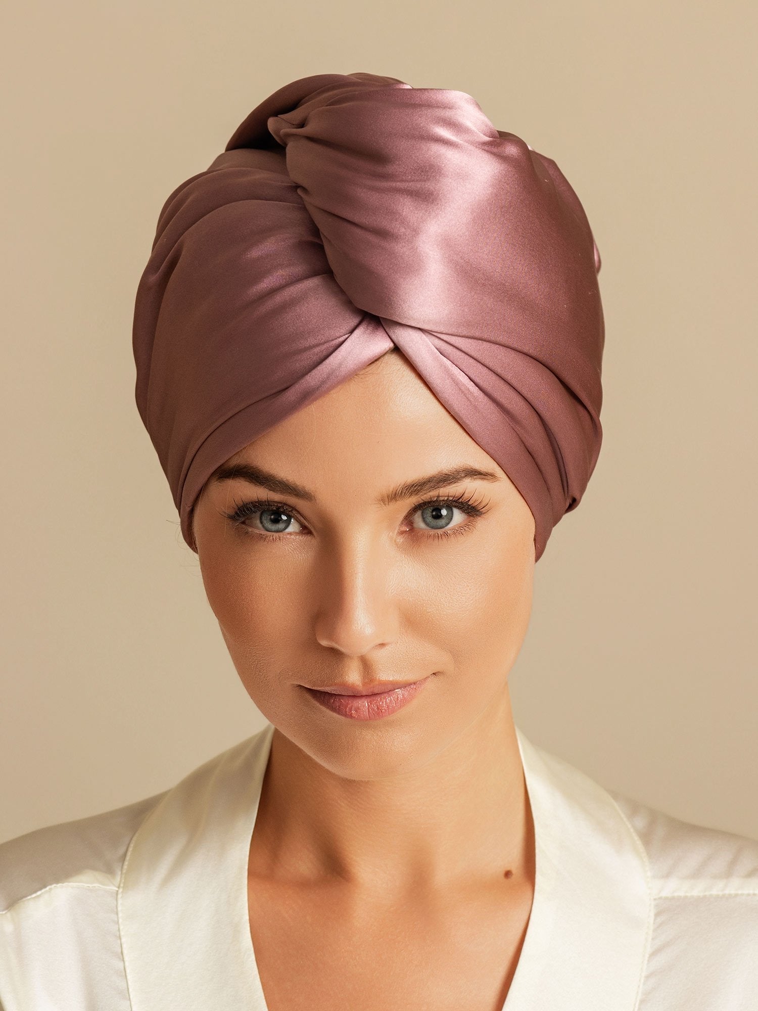 [Pale Mauve] SilkSilky-AU Pure Silk Wrap Hair Towel Wrap 003,