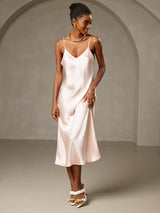 [Pink] SilkSilky-AU Sleeveless V Neck Dress 001