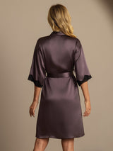 [Purple Gray] SilkSilky-AU Half Sleeve Women's Dressing Gown 002