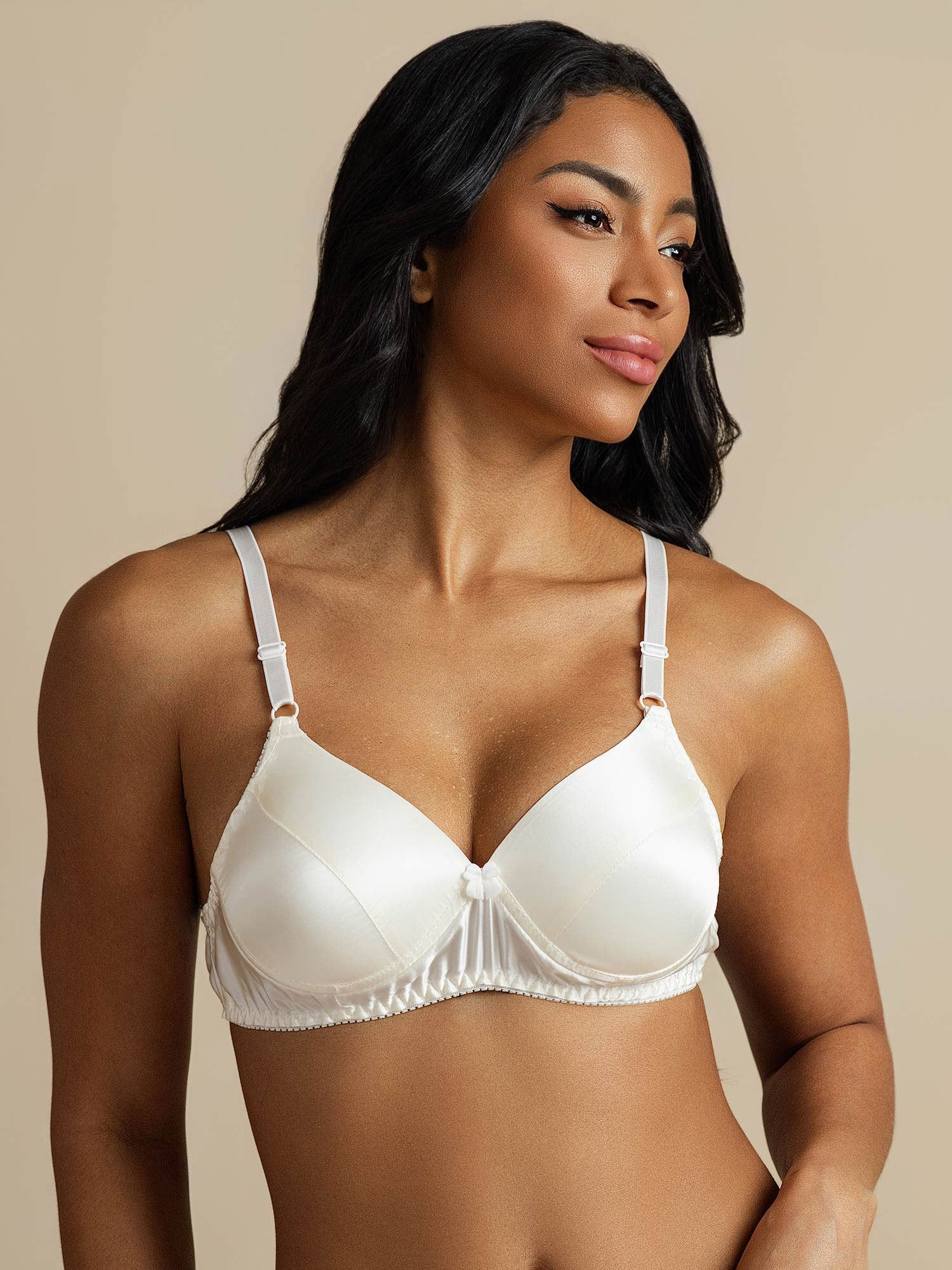 [White] SilkSilky-AU Pure Silk Bra 008,