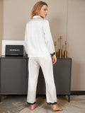 SilkSilky AU Pure Silk Long Sleeve Lapel Women's Pyjamas White 002