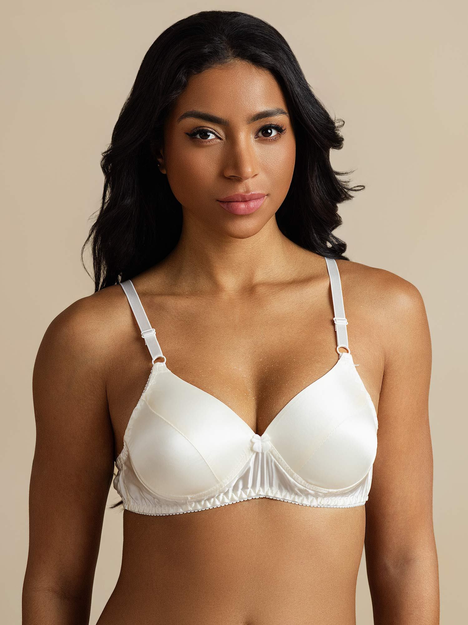 [White] SilkSilky-AU Pure Silk Bra 003,