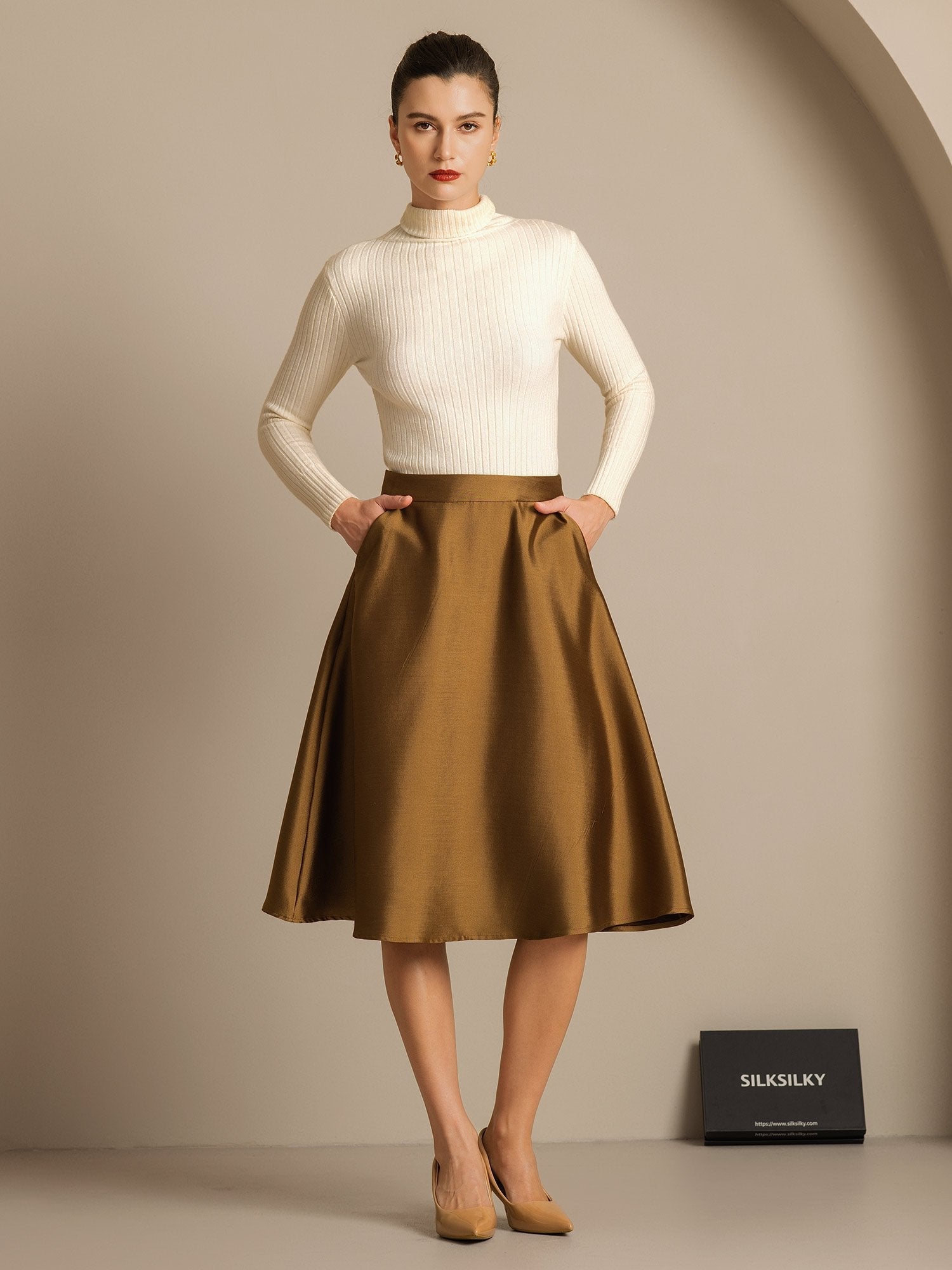 [Bronze] SilkSilky-AU 32Momme Wool Skirt 008,