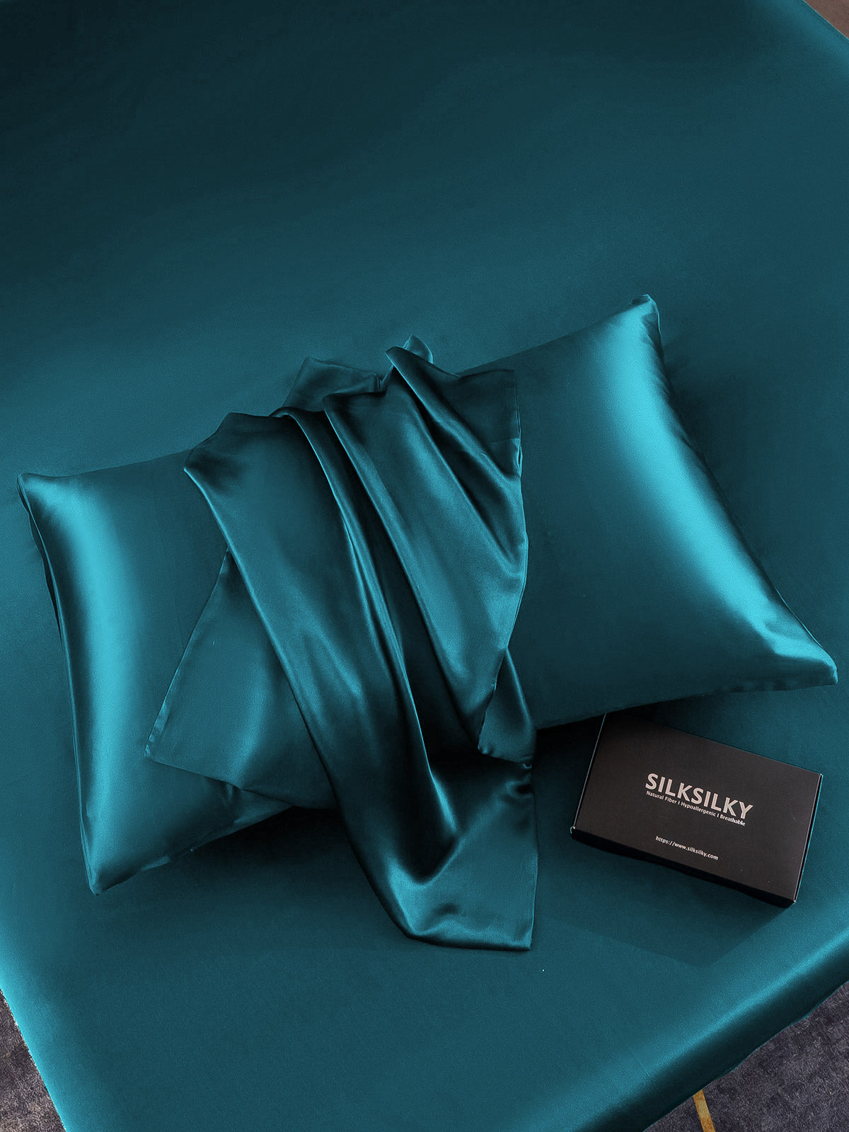 SilkSilky AU 22Momme Pure Silk Pillowcase Teal 006