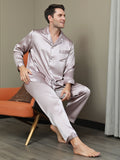 Luxurious Silk Men's Lapel Pyjamas 2Pcs