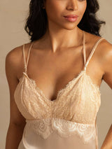 [Light Pink] SilkSilky-AU Spaghetti Strap V Neck Nightgown 004