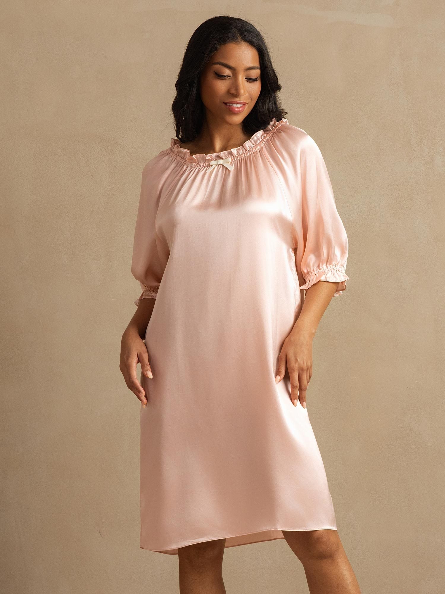 [LightPink] SilkSilky-AU Pure Silk Nightgown 008