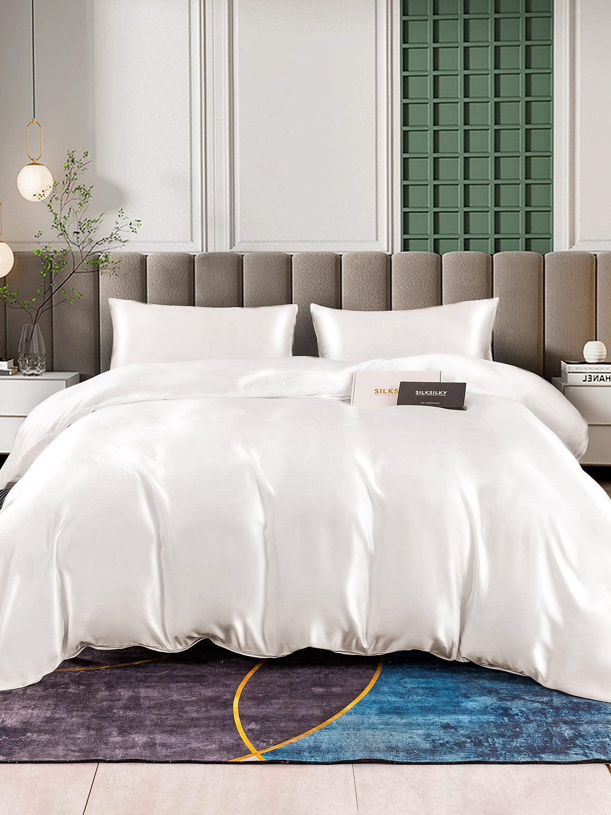 [White] SilkSilky-AU 25Momme Bedding Set 001