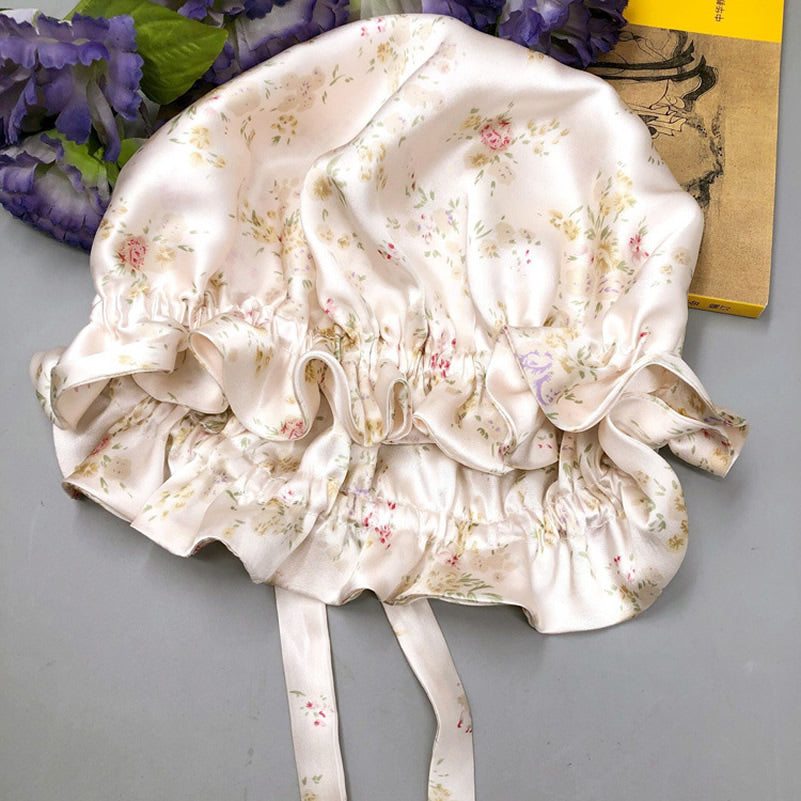 SilkSilky-AU Pure Silk Sleep Cap Floral 006