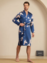 [Dark Blue] SilkSilky-AU 19Momme Mens Robe 005