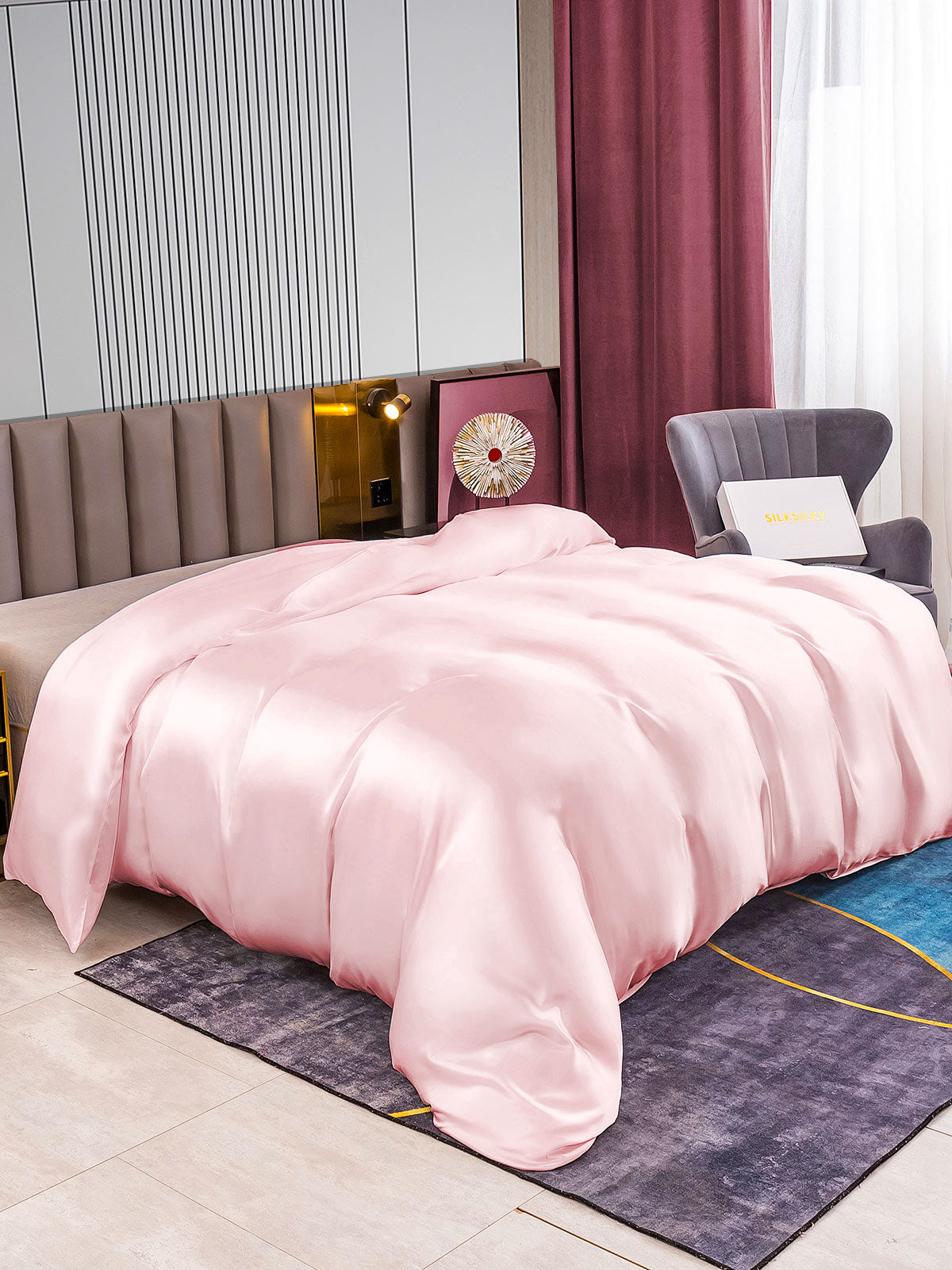 SilkSilky AU 22Momme Pure Silk Duvet Cover Pink 002