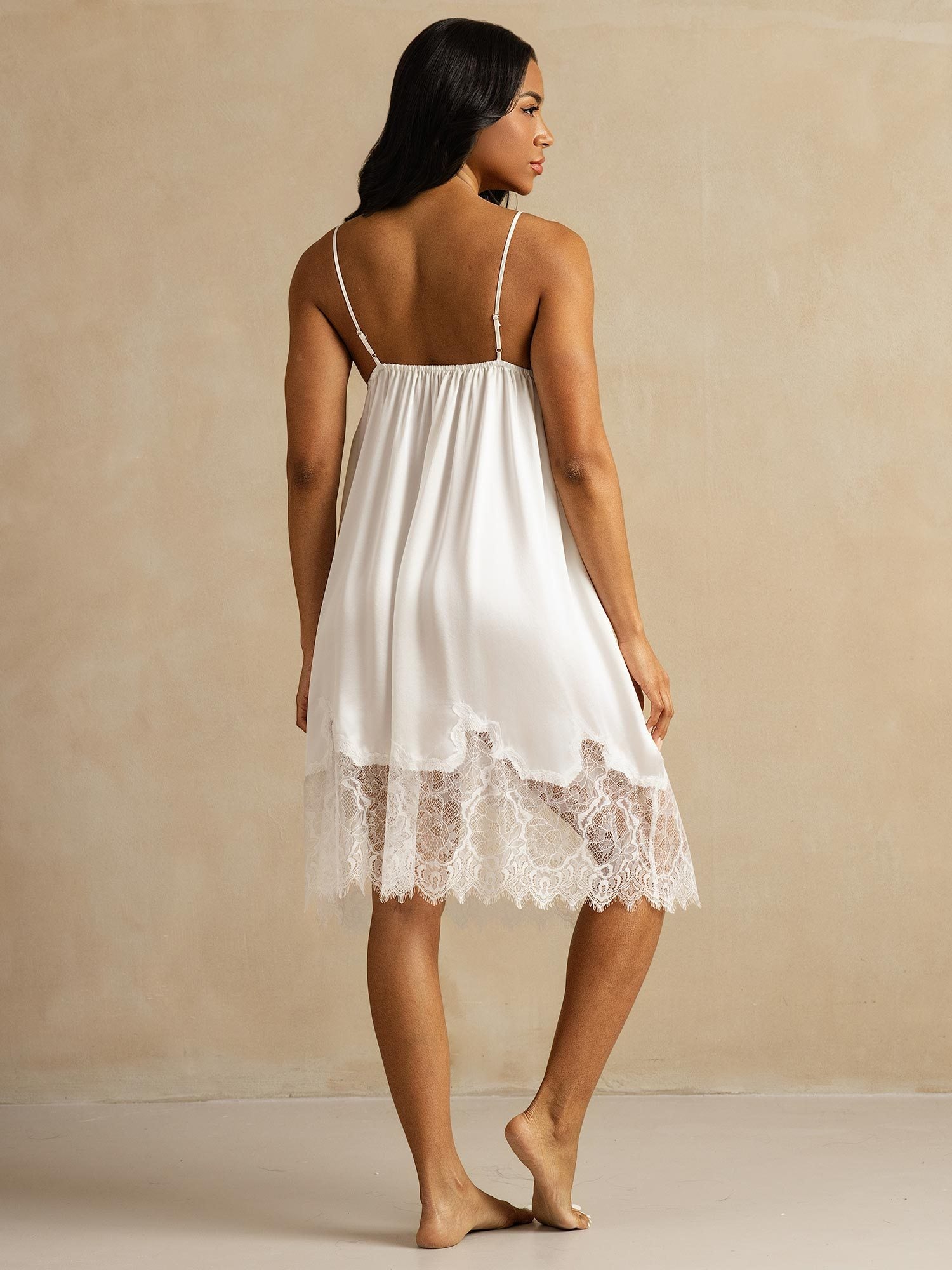 [White] SilkSilky-AU Pure Silk Nightgown 002