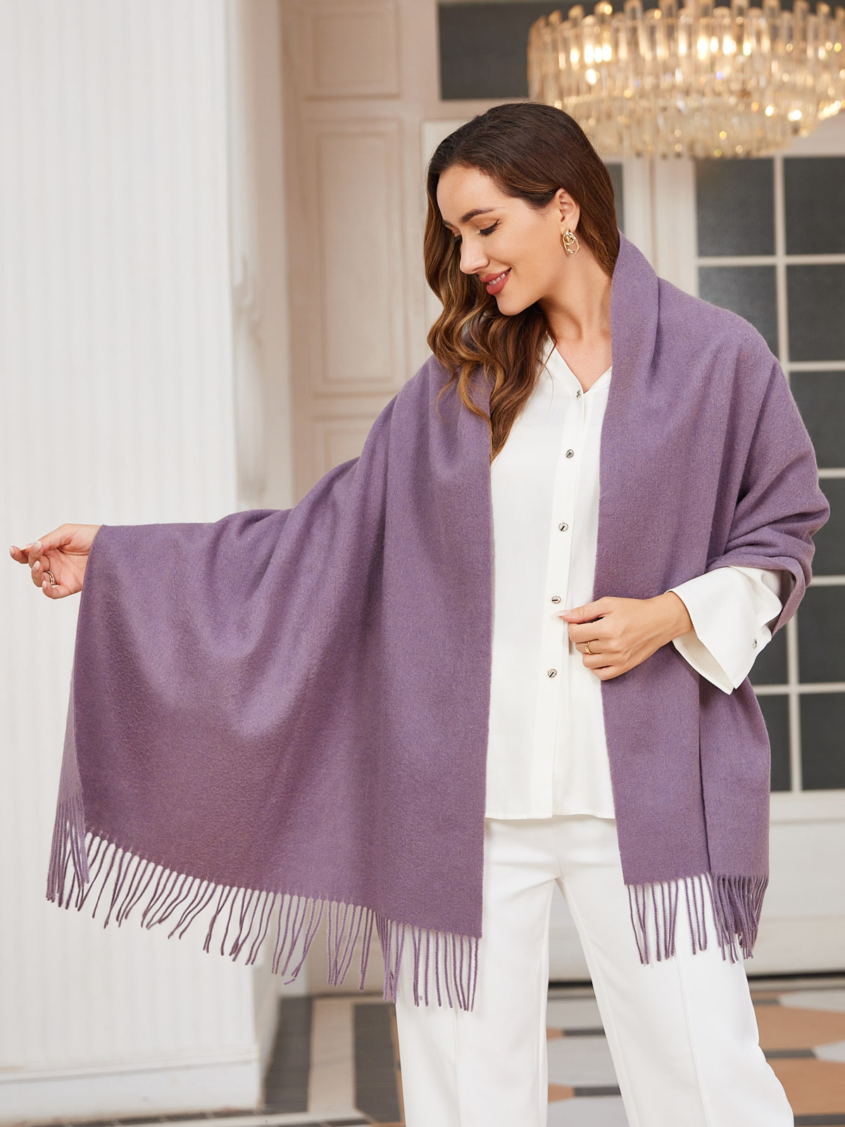 [Purple] SilkSilky-AU Wool Scarf 001