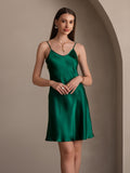 SilkSilky AU Pure Silk Sleeveless V Neck Dress Green 003