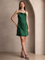 [Green] SilkSilky-AU Spaghetti Strap Cowl Neck Dress 006