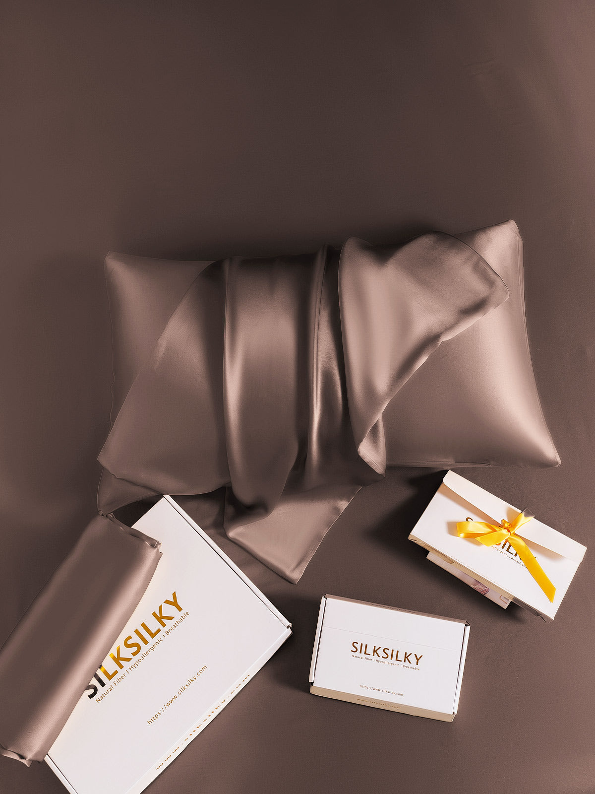 [Brown] SilkSilky-AU 19Momme Pure Silk Pillowcase 006