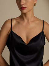 [Black] SilkSilky-AU Spaghetti Strap Cowl Neck Women's Outfit Sets 004