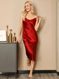 SilkSilky-AU Pure Silk Sleeveless Round Neck Nightgown Wine 007