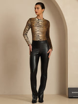 [Tiger] SilkSilky-AU 100% Silk Jersey Long Sleeve Mock Neck Women's T-Shirt 008