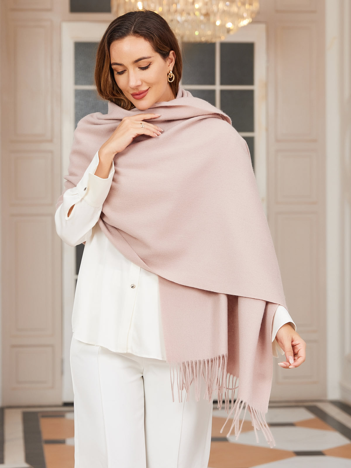 [Light Beige] SilkSilky-AU Wool Scarf 004