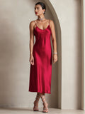 SilkSilky-AU Pure Silk Sleeveless Round Neck Dress Wine 004