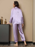 SilkSilky-AU Pure Silk Long Sleeve Lapel Women's Pyjamas Lavender 002