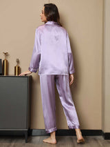 [Lavender] SilkSilky-AU Long Sleeve Notch Collar Women's Pyjamas 002