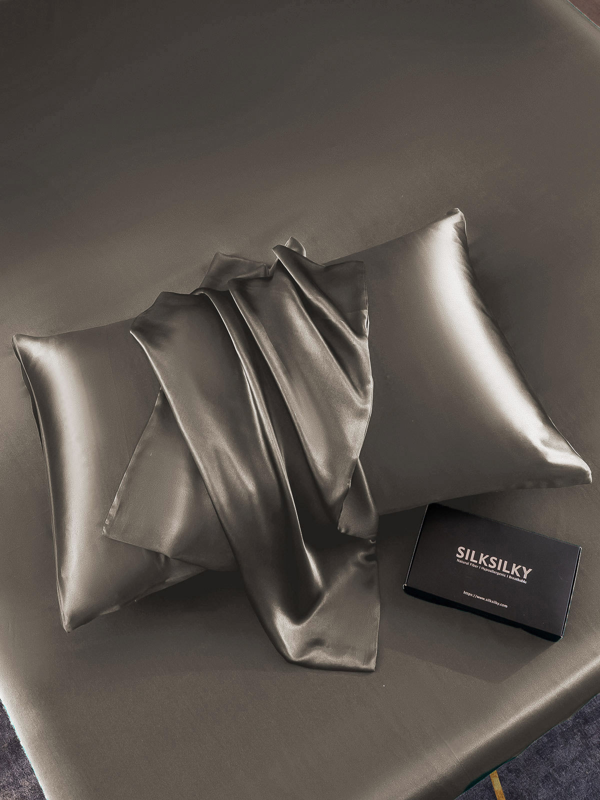 SilkSilky AU 30Momme Pure Silk Pillowcase DarkGray 005