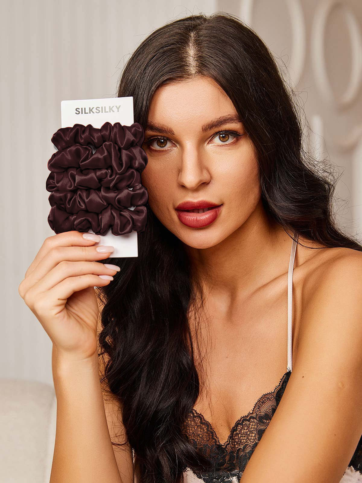 [Brown] SilkSilky-AU 19Momme Pure Silk Scrunchie 002