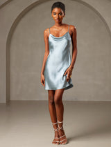 [Grayish Blue] SilkSilky-AU Sleeveless Cowl Neck Dress 001