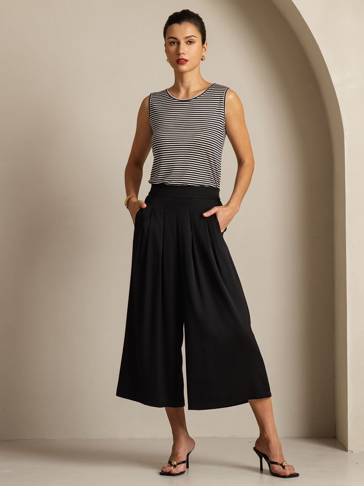 [Black] SilkSilky-AU 19Momme Silk Womens Pants 007