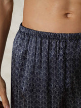 [Navy Ginkgo] SilkSilky-AU Men's Sleep Shorts 007