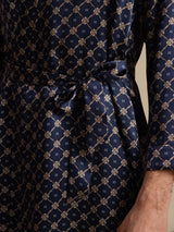 [Navy Chain] SilkSilky-AU Long Sleeve Mens Robe 007