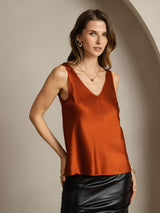 [Caramel] SilkSilky-AU Sleeveless V Neck Camisole 002