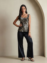 [Leopard] SilkSilky-AU 19Momme Silk U Neck Camisole 007,
