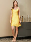 SilkSilky AU Pure Silk Sleeveless V Neck Dress Yellow 003