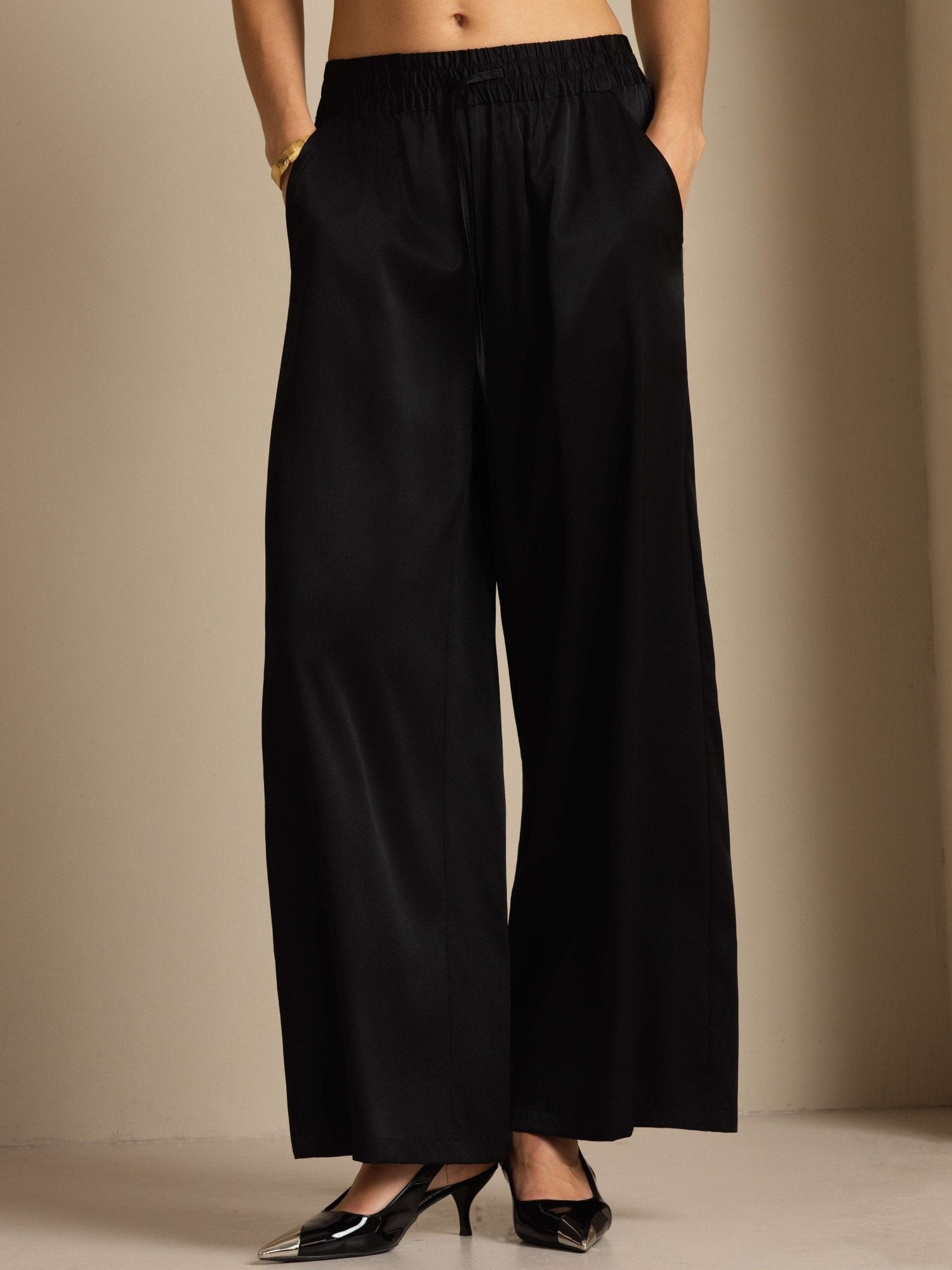 [Black] SilkSilky-AU 19Momme Silk Womens Pants 005