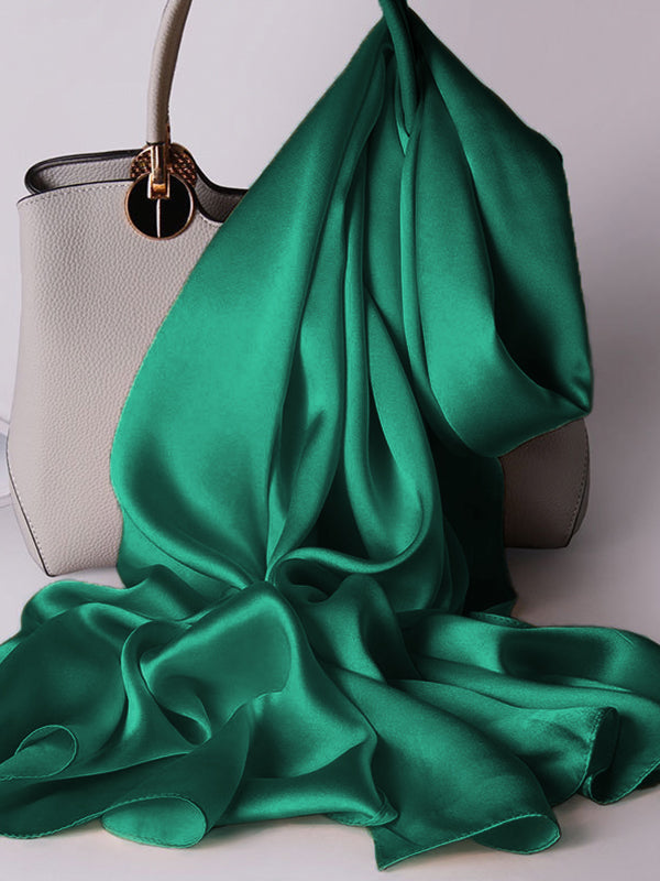 SilkSilky AU Pure Silk Scarf DarkGreen 001