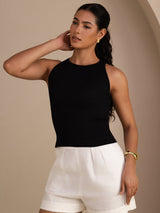 [Black] SilkSilky-AU Sleeveless Round Neck Camisole 003