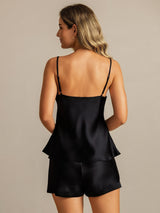 [Black] SilkSilky-AU Sleeveless V Neck Camisole Set 002