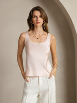 [Pink] SilkSilky-AU 19Momme Stretch Silk Charmeuse Sleeveless Scoop Neck Camisole 001