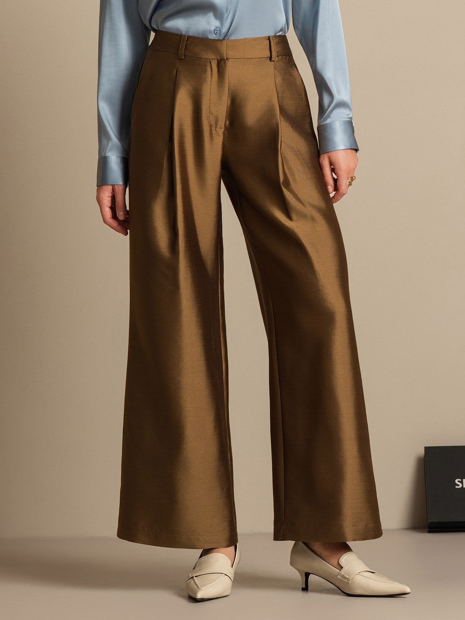 [Bronze] SilkSilky-AU 32Momme Wool Womens Pants 001,