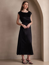 [Black] SilkSilky-AU 19Momme Stretch Silk Charmeuse Skirt 004