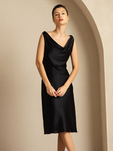 [Black] SilkSilky-AU Sleeveless Cowl Neck Dress 008