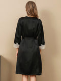 SilkSilky-AU-Pure-Silk-3/4-Sleeve-Nightgown&Robe-Set-Black-004