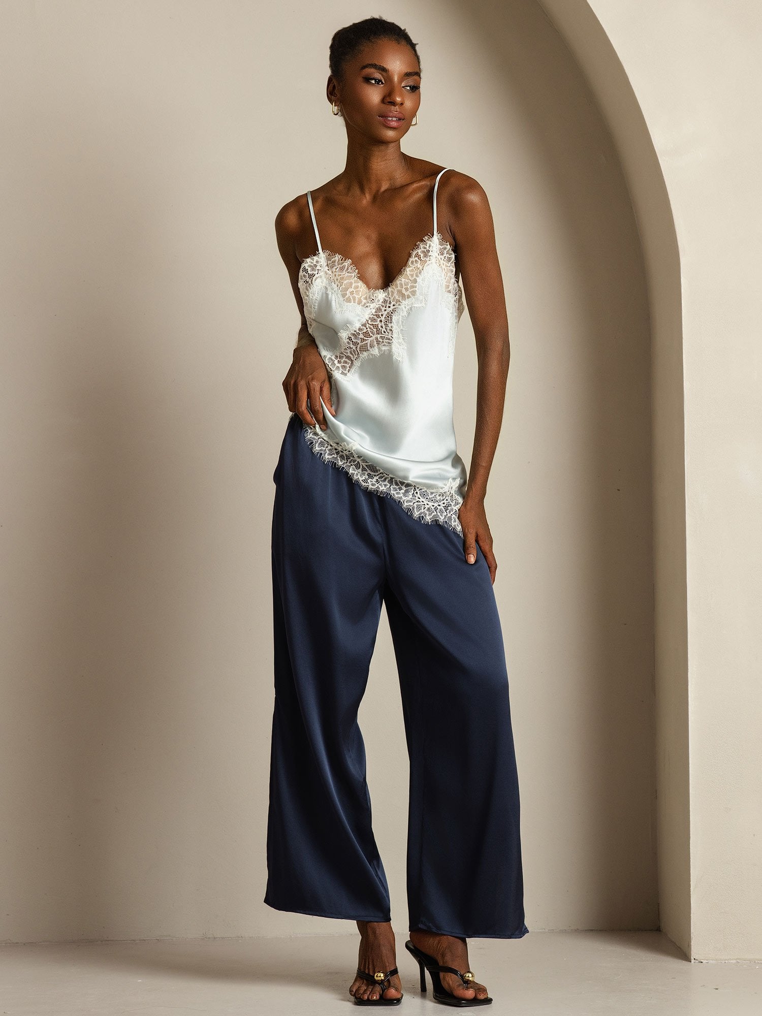 [LightBlue] SilkSilky-AU Pure Silk Camisoles 010