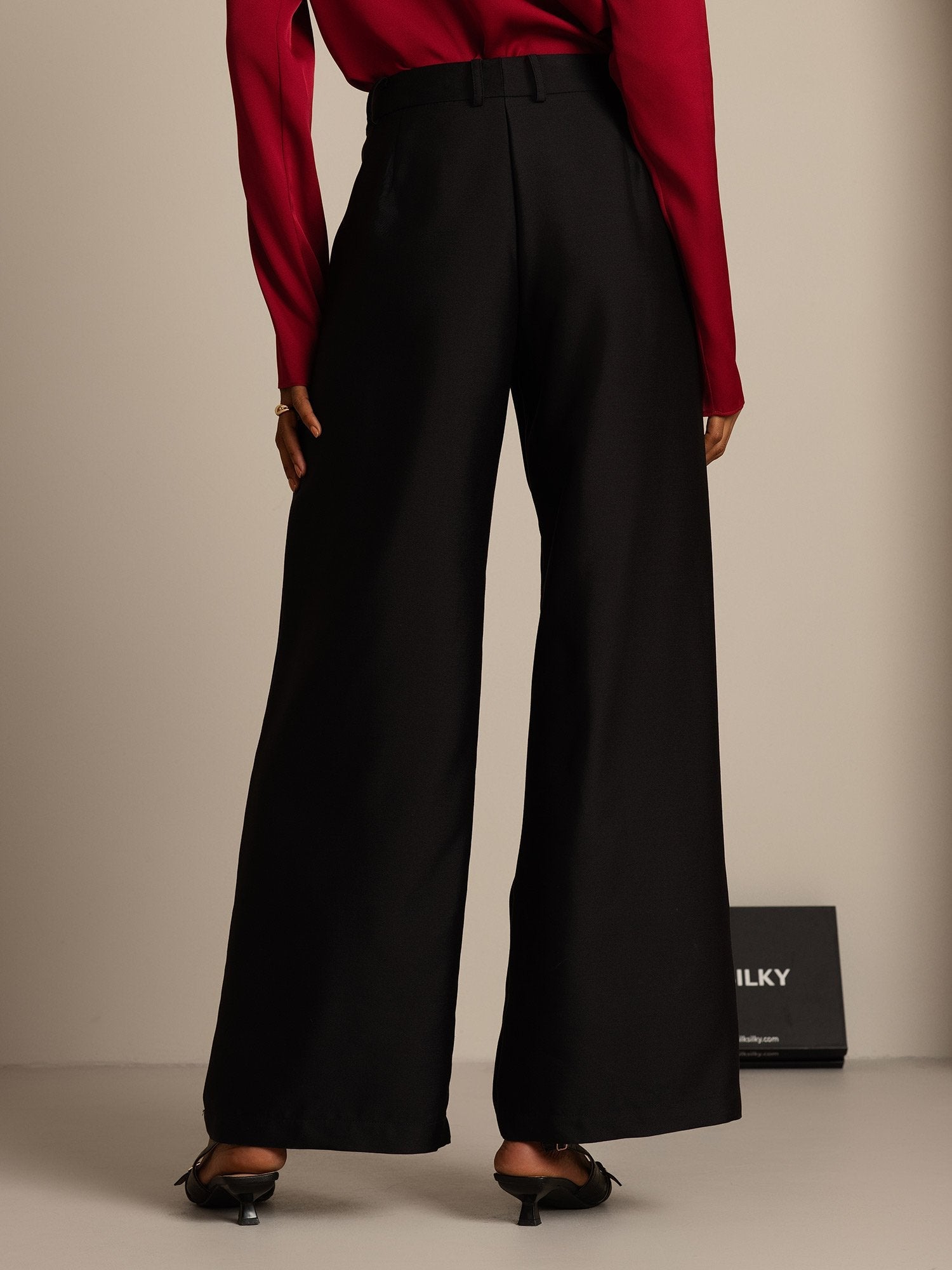 [Black] SilkSilky-AU 32Momme Wool Womens Pants 002,